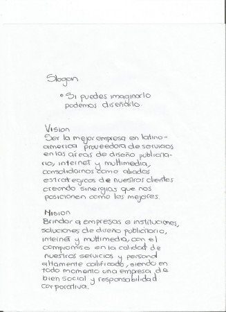 Slogan, Misión, Visión